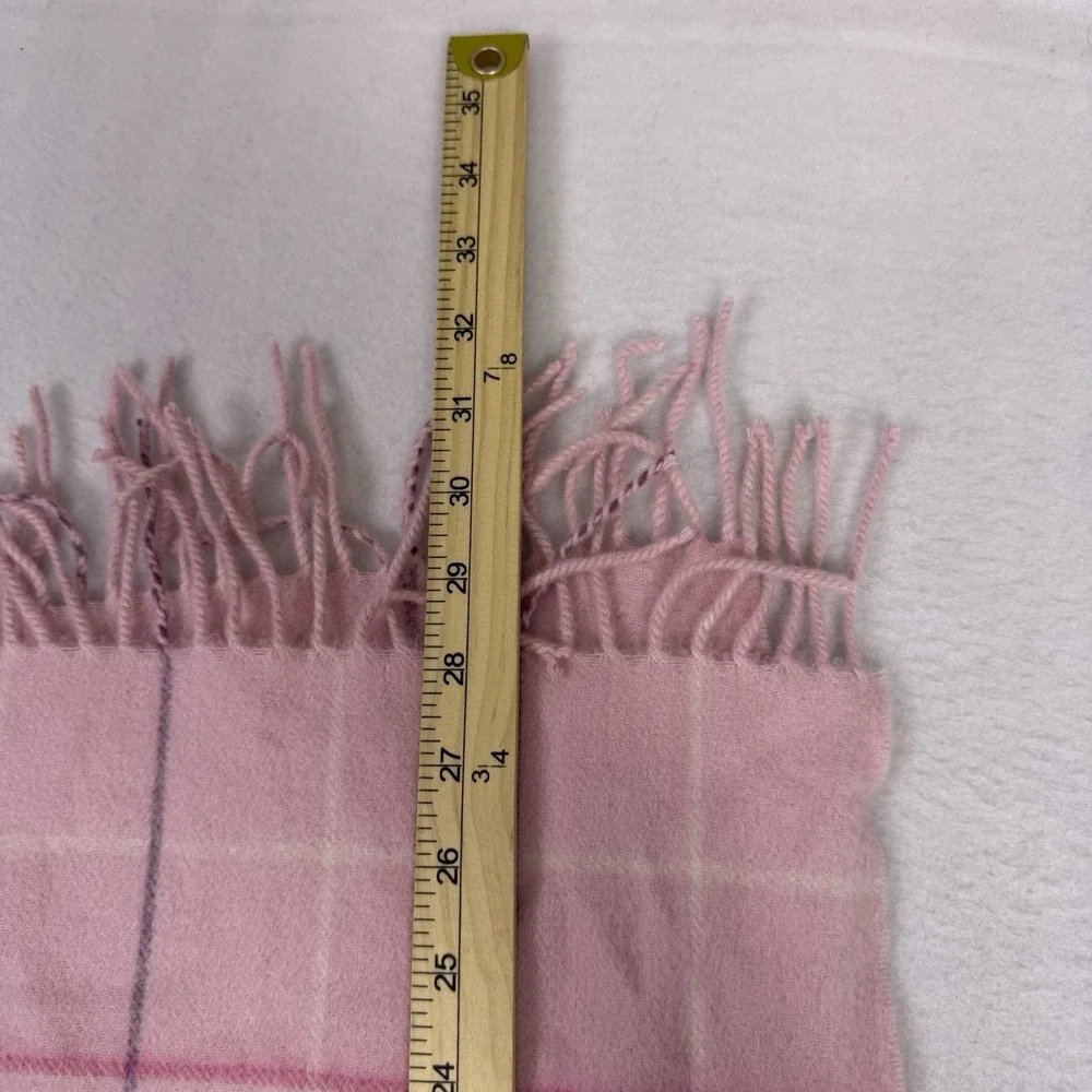 Lochmere 100% Cashmere Scarf Pink Plaid Check Soft Winter Wrap Tassel‎ Fringe